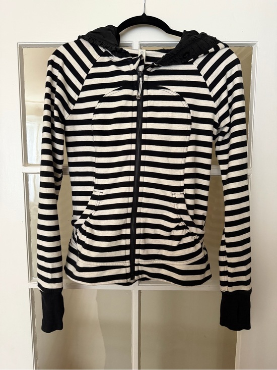 lululemon athletica Tops - lululemon athletica Black and White Striped Zip Hoodie
